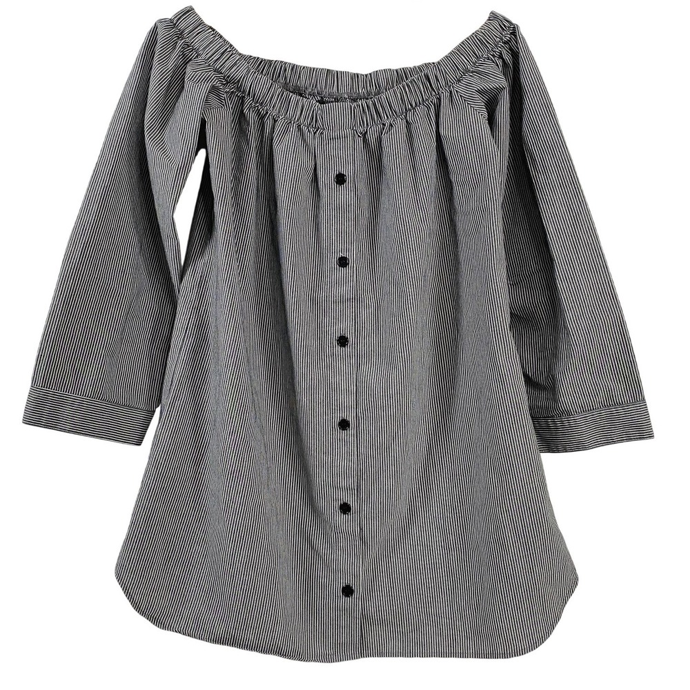 Reformation Womens Stripe Off the Shoulder Banker Dress sz XS Gray Made in USA